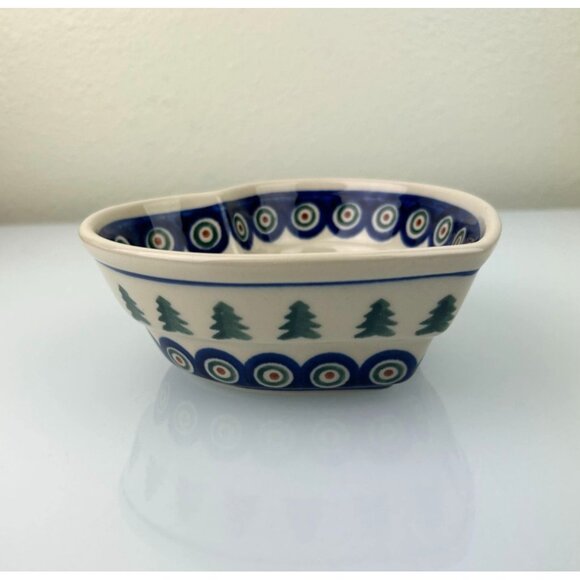 Polish Pottery Heart Bowl Momo Panache Boleslawiec Poland Tree Cottagecore - Picture 2 of 14